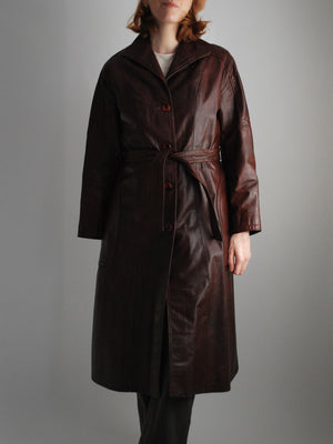 Burgundy Leather Trench