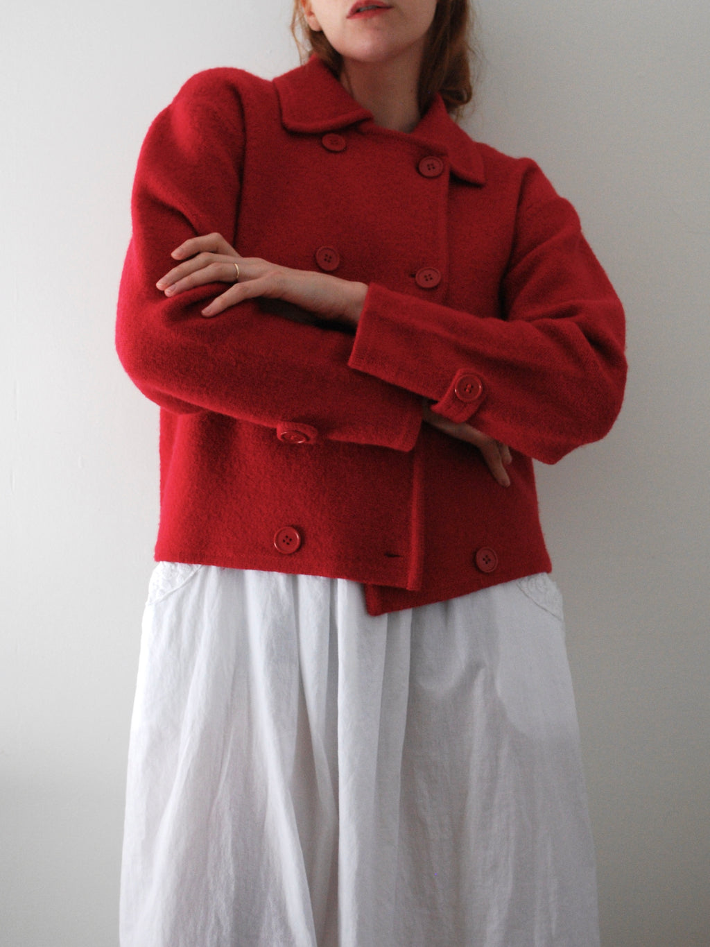 Boiled Wool Cropped Jacket