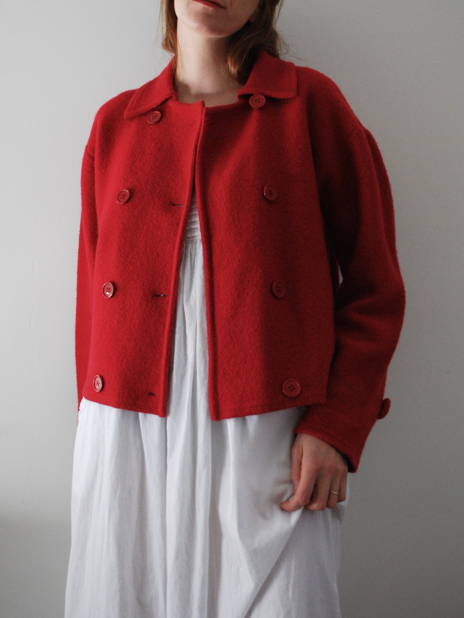 Boiled Wool Cropped Jacket