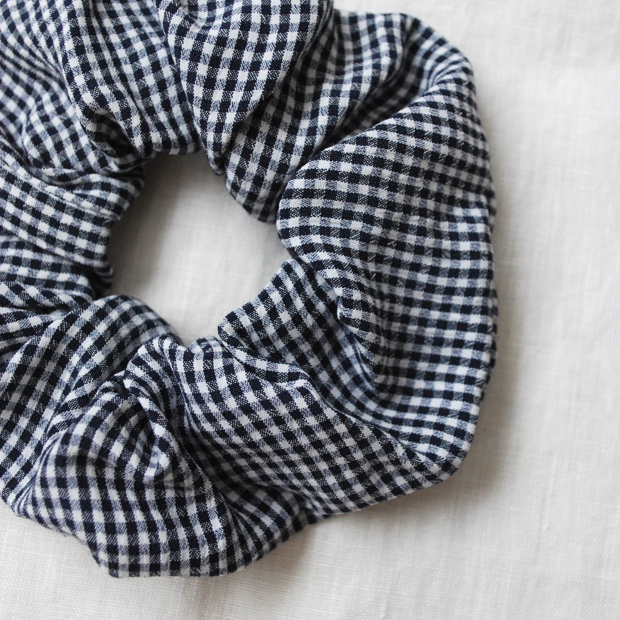 Navy Gingham Scrunchie